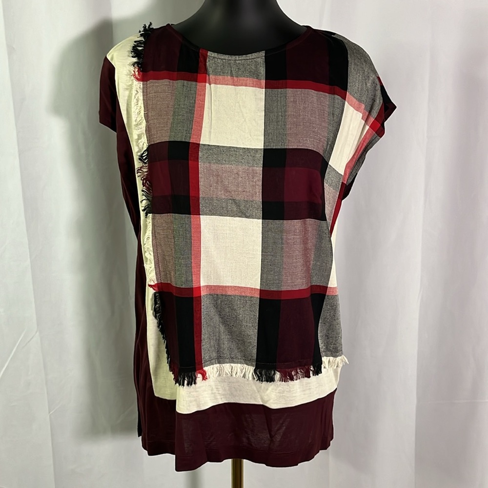 Anthropologie Postmark Hammon Plaid Colorblock Short Sleeve Top